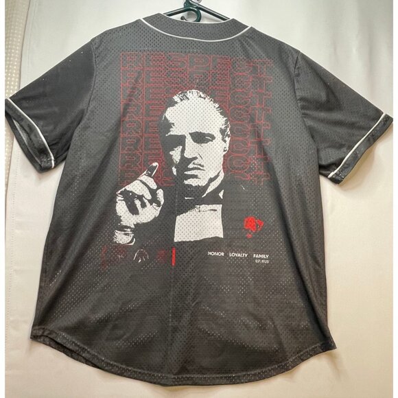The Godfather baseball jersey shirt mens XL The Don button mesh gray - Picture 2 of 14